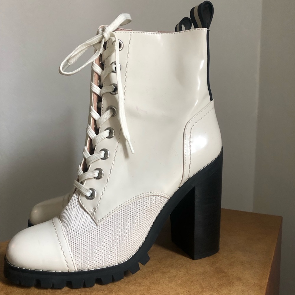 White BCBGeneration lace up heeled boots size US 9